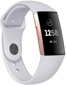 img 3 attached to 🏋️ CyberDig Silicone Sports Replacement Bands for Fitbit Charge 3/4 - Small, Light Gray with Black Buckle