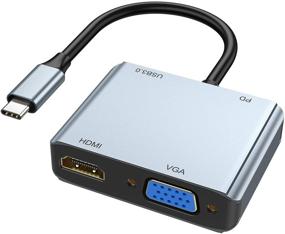 img 4 attached to 🔌 4-в-1 адаптер USB C к HDMI VGA от ABLEWE - 4K HDMI, 1080P VGA, USB 3.0, 60W PD зарядка для MacBook Pro/iPad Pro. Совместимо с Thunderbolt 3!