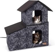 🐈 k&amp;h pet products two-story outdoor kitty house: heated or unheated with dining room logo