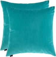 🛋️ artcest set of 2, cozy velvet throw pillow case decorative couch cushion cover soft sofa euro sham with hidden zipper, 18"x18" - light teal logo