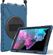 📱 procase surface pro 7/6/5/4/lte case - full body hybrid protective cover with 360 degree rotatable hand strap, shoulder belt, kickstand – moroccoblue logo