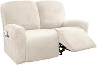 h.versailtex 6-pieces velvet stretch recliner loveseat covers: customized form fit slipcovers for 2 cushion sofa - thick, soft, and washable (medium, ivory) logo