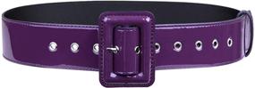 img 4 attached to Moonsix Patent Leather Grommet Buckle Women's Accessories in Belts