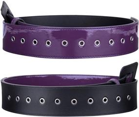 img 3 attached to Moonsix Patent Leather Grommet Buckle Women's Accessories in Belts
