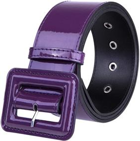 img 1 attached to Moonsix Patent Leather Grommet Buckle Women's Accessories in Belts