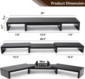 img 1 attached to 🖥️ TAVR Dual Monitor Stand Riser - Adjustable 3 Shelf Office Desktop Organizer for 2 Monitors - Multifunctional Stand for Computer, Laptop, PC, TV - Max 48.2" Length Black