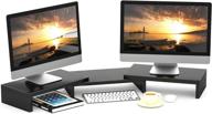 🖥️ tavr dual monitor stand riser - adjustable 3 shelf office desktop organizer for 2 monitors - multifunctional stand for computer, laptop, pc, tv - max 48.2" length black logo