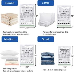 img 1 attached to 🧺 CHADIOR Large Vacuum Storage Bags: Compressed Air by Sitting, No Pump Required! Double-Color Zip for Clothes, Pillows, Towels, Blankets - 8 Count, White