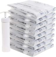 🧺 chadior large vacuum storage bags: compressed air by sitting, no pump required! double-color zip for clothes, pillows, towels, blankets - 8 count, white логотип