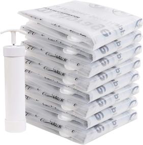 img 4 attached to 🧺 CHADIOR Large Vacuum Storage Bags: Compressed Air by Sitting, No Pump Required! Double-Color Zip for Clothes, Pillows, Towels, Blankets - 8 Count, White