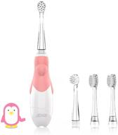 baby electric toothbrush: sonic technology, led timer, waterproof 👶 deep clean - 0-3 years, 4 soft brush heads (pink) logo