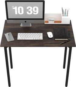 img 4 attached to 💻 Adesi Computer Desk Home Office Writing PC Table, Simple Modern Style, Study Desk, Rustic Brown 32 inch, Laptop Table, Gamer, Metal Frame