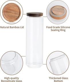 img 2 attached to 🍴 Set of 5 Kanwone Airtight Food Storage Containers with Bamboo Lids - Stackable Glass Canisters for Pantry, Kitchen | Ideal for Flour, Sugar, Tea, Coffee, Pasta, Cookies, Rice, Spice