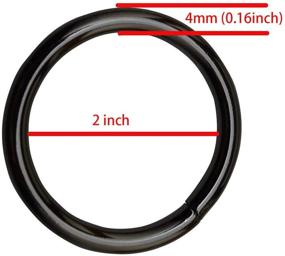 img 2 attached to Pack of 15 Black Welded O-Ring Nickel Plated Steel Rings, 2 inches - 🔗 Multi-Purpose Metal O Ring for Macrame, Camping, Belts, Dog Leashes, Light Luggage, Crafts, DIY Accessories