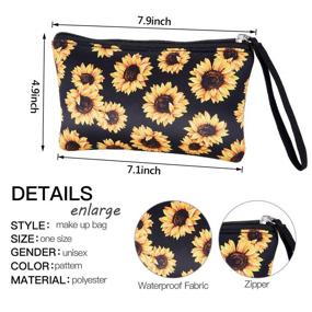 img 3 attached to 🌻 Sunflower Cosmetic Bag Set - Waterproof Makeup Pouch and Travel Organizer for Women