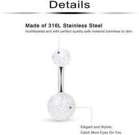 img 1 attached to 💎 Stylish 12PC Ftovosyo Belly Button Rings: 14G Surgical Steel Bar Mix Color Body Piercing Jewelry for Women Girls