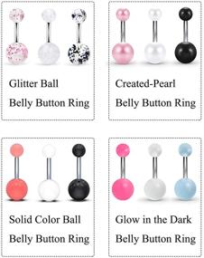 img 2 attached to 💎 Stylish 12PC Ftovosyo Belly Button Rings: 14G Surgical Steel Bar Mix Color Body Piercing Jewelry for Women Girls