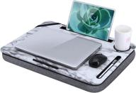 🖥️ bambumate laptop lap desk stand tray with handle, cushion, tablet & phone holder, pen & cup holder - fits laptops up to 17 inches (white) logo