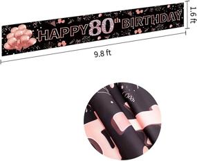 img 3 attached to PIMVIMCIM 80th Birthday Decorations Banner for Women – Rose Gold, Large Happy 80 Year Old Birthday Party Sign Supplies, Backdrop Photo Booth for Indoor/Outdoor Celebrations (9.8x1.6ft)