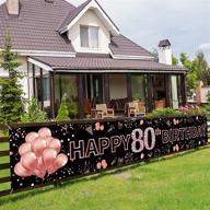 pimvimcim 80th birthday decorations banner for women – rose gold, large happy 80 year old birthday party sign supplies, backdrop photo booth for indoor/outdoor celebrations (9.8x1.6ft) logo