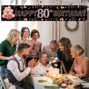 img 2 attached to PIMVIMCIM 80th Birthday Decorations Banner for Women – Rose Gold, Large Happy 80 Year Old Birthday Party Sign Supplies, Backdrop Photo Booth for Indoor/Outdoor Celebrations (9.8x1.6ft)