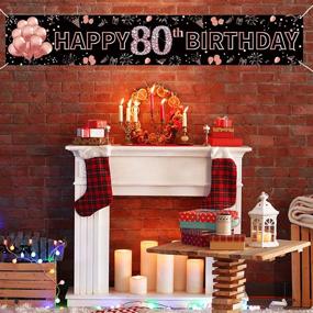 img 1 attached to PIMVIMCIM 80th Birthday Decorations Banner for Women – Rose Gold, Large Happy 80 Year Old Birthday Party Sign Supplies, Backdrop Photo Booth for Indoor/Outdoor Celebrations (9.8x1.6ft)