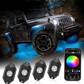 img 4 attached to 🚗 Набор светильников TMORI 4 Pods RGB LED Rock с контроллером приложений - набор светодиодных подсветок под небо различных цветов Neon CREE для внедорожных грузовиков, автомобилей, квадроциклов, внедорожников, лодок - водонепроницаемый и совместим с режимом музыки