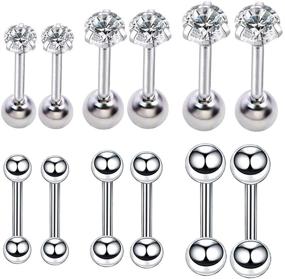 img 4 attached to 💎 20g Surgical Stainless Steel CZ Studs Earrings Set for Ear Cartilage Helix, Tragus, and Auricle Piercing - NewZenro Ball with Tiny 3mm 4mm 5mm Huggie Barbell Screw Backs