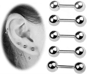 img 1 attached to 💎 20g Surgical Stainless Steel CZ Studs Earrings Set for Ear Cartilage Helix, Tragus, and Auricle Piercing - NewZenro Ball with Tiny 3mm 4mm 5mm Huggie Barbell Screw Backs