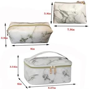 img 3 attached to 💦 Polkar WaterprooF Marble Cosmetic Bags: Portable Toiletry Set for Travelers - 3 Piece Makeup Bag Collection (Marble White)