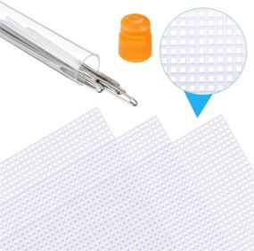 img 3 attached to Versatile Clear Plastic Canvas Sheets with Large Eye Needles for Embroidery Craft - Set of 8 Sizes