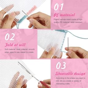 img 1 attached to Versatile Clear Plastic Canvas Sheets with Large Eye Needles for Embroidery Craft - Set of 8 Sizes