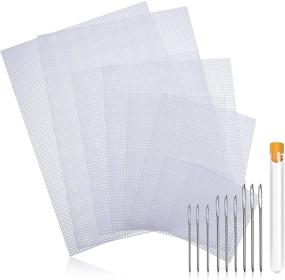 img 4 attached to Versatile Clear Plastic Canvas Sheets with Large Eye Needles for Embroidery Craft - Set of 8 Sizes