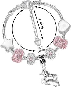 img 2 attached to 🦄 Unicorn Charm Bracelet for Girls - Amitié Lane, Pink Sparkly Crystal Charms - Perfect Little Girl Bracelet (17 cm/6.7 Inch)