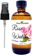 🌹 sweet essentials premium organic moroccan rose water - 4oz glass bottle - imported from morocco - 100% pure (food grade) - perfect for face and neck revival, hydration, and rejuvenation logo