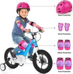 img 3 attached to 🛴 Children's Protective Gear Set for Roller Skating, Skateboarding, BMX, Scooter, and Cycling - Includes Knee Pads, Elbow Pads, Wrist Pads, and Helmet