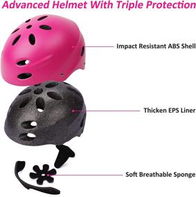 img 2 attached to 🛴 Children's Protective Gear Set for Roller Skating, Skateboarding, BMX, Scooter, and Cycling - Includes Knee Pads, Elbow Pads, Wrist Pads, and Helmet