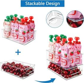 img 2 attached to 🥶 Clear Plastic Fridge Storage Bins with Cutout Handles - Set of 6 Stackable Organizer Bins for Pantry Organization and Storage