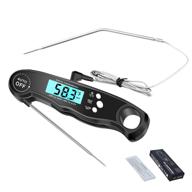 drhlwzn meat thermometer: enhance your cooking precision with instant read digital food thermometer for bbq grill, kitchen, outdoor cooking, smokers, and deep frying - upgraded dual probe, waterproof design (black) логотип