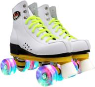 👟 high-top womens pu leather roller skates: stylish outdoor four-wheel skates for adults and girls логотип