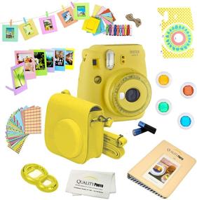 img 4 attached to Набор камеры Fujifilm Instax Mini 9 со 14 аксессуарами Instax - включая чехол, альбом, рамки и наклейки, фильтры для объектива и многое другое (желтый)