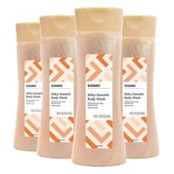 amazon brand - solimo silky smooth body wash, peach and orange blossom scent, 18 fluid ounce (pack of 4): luxurious hydration for your skin logo