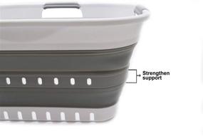 img 1 attached to 📦 SAMMART 19L (5 Gallon) Super Mini Collapsible 3 Handled Plastic Basket - Foldable Pop-Up Storage Container/Organizer - Space-Saving Hamper/Basket (1, White/Grey)