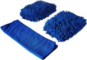 img 1 attached to 🚗 Premium XL Car Wash Mitt - 2-Pack - BlueCare Automotive: High Density, Ultra-Soft Microfiber, Lint Free - Wet or Dry Use - Includes Free Polishing Cloth, Scratch Free