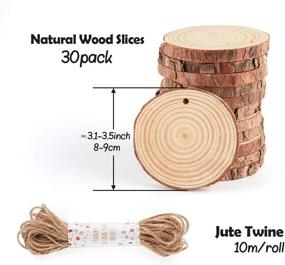 img 2 attached to 🌲 Rustic Wood Slices Ornaments: 30Pcs Unfinished Rounds with Pre-drilled Hole for Christmas Crafts and Wedding Decoration - Complete with 33 Feet of Jute Twine