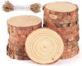 img 4 attached to 🌲 Rustic Wood Slices Ornaments: 30Pcs Unfinished Rounds with Pre-drilled Hole for Christmas Crafts and Wedding Decoration - Complete with 33 Feet of Jute Twine