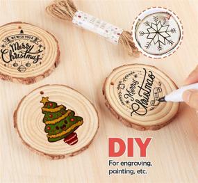 img 3 attached to 🌲 Rustic Wood Slices Ornaments: 30Pcs Unfinished Rounds with Pre-drilled Hole for Christmas Crafts and Wedding Decoration - Complete with 33 Feet of Jute Twine