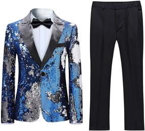 img 4 attached to Stylish Boyland Boys 2-Piece Tuxedo Suit: Shiny Sequin Peak Lapel, Slim Fit Jacket & Pants, Perfect for Party Performance