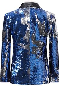 img 2 attached to Stylish Boyland Boys 2-Piece Tuxedo Suit: Shiny Sequin Peak Lapel, Slim Fit Jacket & Pants, Perfect for Party Performance