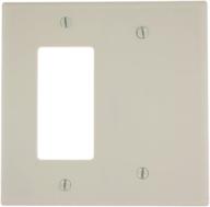 🔌 leviton 80608-t 2-gang combination wallplate: 1-blank 1-decora/gfci, midway size, thermoset, light almond логотип